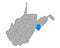 Map of Pendleton in West Virginia
