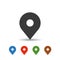 Map pin and geolocation mapping icon. color set.