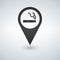 Map pin icon smoking area. Vector illustration