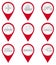 Map pin icons of transports