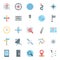 Map and pin Isolated Vector icons set consist with globe, flag, arrows, map pin, device and traffic signals