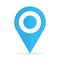 Map pin location sign blue icon on white background