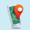 Map pin location  in smartphone. geo locate, pointer icon. 3d style ty like vector illustration