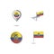 Map pins with flag of EQUADOR