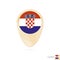 Map pointer with flag of Croatia. Orange abstract map icon