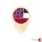Map pointer with flag of Mississippi. Orange abstract map icon