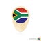 Map pointer with flag of South Africa. Orange abstract map icon