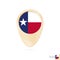 Map pointer with flag of Texas. Orange abstract map icon