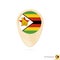 Map pointer with flag of Zimbabwe. Orange abstract map icon