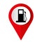 Map pointer with gas station icon. Vector illustration