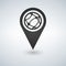 Map pointer globe internet flat icon, illustration. Flat design style