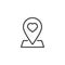 Map pointer with heart line icon