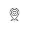 Map pointer with heart line icon