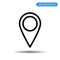 Map pointer icon. GPS location symbol. Thick line, linear design style.