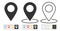 Map pointer icon set - GPS location, compass, tracking, geo pin, navigator symbol - Flat and outline design style