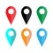 Map pointer icon. Set. GPS location symbol. Flat design. Vektor illustration.