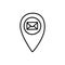 Map pointer mail doodle icon, vector line illustration