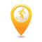 Map pointer with man on surf icon