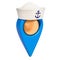 Map pointer with navy sailor hat, 3D rendering