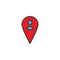 Map pointer with person filled outline icon