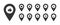 Map pointer pin set with social media icon black