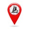 Map pointer. Pointer location forklift movement. Risk of hitting or collision.