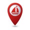 Map pointer with sailboat icon