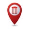 Map pointer with trash can icon