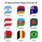 Map pointers flags icons set. Flag icon in simple rectangular pointer shape. Vector icon, symbol, button. Illustration in flat