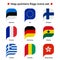 Map pointers flags icons set. Flag icon in simple rectangular pointer shape. Vector icon, symbol, button. Illustration in flat