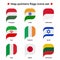 Map pointers flags icons set. Flag icon in simple rectangular pointer shape. Vector icon, symbol, button. Illustration in flat