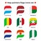 Map pointers flags icons set. Flag icon in simple rectangular pointer shape. Vector icon, symbol, button. Illustration in flat