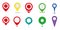 Map pointers icon set. Ð¡ollection of colorful location pins.