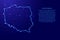 Map Poland from the contours network blue, luminous space stars for banner,