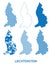 Map of Principality of Liechtenstein - vector set of silhouettes in different patterns