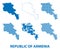 Map of Republic of Armenia - vector set of silhouettes