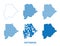 Map of Republic of Botswana in Southern Africa - vector set of silhouettes in different patterns