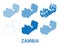 map of Republic of Zambia - vector set of silhouettes in different patterns