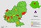 Map of Romania with administrative divisions of Mures county map with communes, city, municipalities, county seats