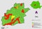 Map of Romania with administrative divisions of Sibiu county map with communes, city, municipalities, county seats