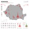 Map of Romania Epidemic and Quarantine Emergency Infographic Template. Editable Line icons for Pandemic Statistics