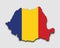 Map of Romania, Filled with the National Flag