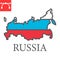 Map of Russia color line icon, country and geography, russia map flag sign vector graphics, editable stroke filled