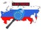 Map of Russia. European Union sanctions against Russia. Judge hammer European Union, flag and emblem. 3d illustration. Isolated on