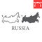 Map of Russia line and glyph icon, country and geography, russia map sign vector graphics, editable stroke linear icon