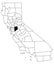 Map of San Joaquin County in California state on white background. single County map highlighted by black colour on California map
