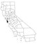 Map of San Mateo County in California state on white background. single County map highlighted by black colour on California map.