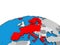 Map of Schengen Area members on 3D globe