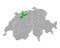 Map of Solothurn in Switzerland