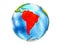 Map of South America on 3D Earth isolated